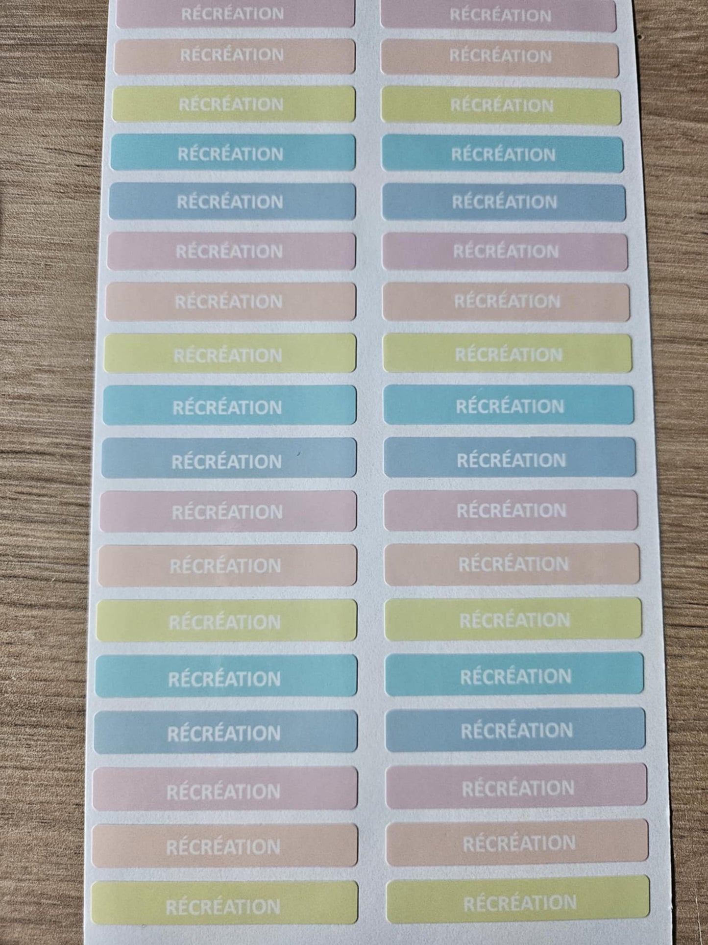 PACK COMPLETSTICKERS RECTANGULAIRES (510 stickers) 17 planches de 30 stickers