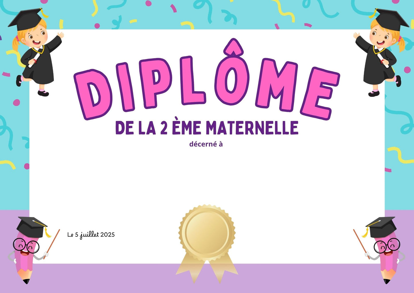 diplomes fin d'année maternelle Fille / garçon GRATUIT à télécharger