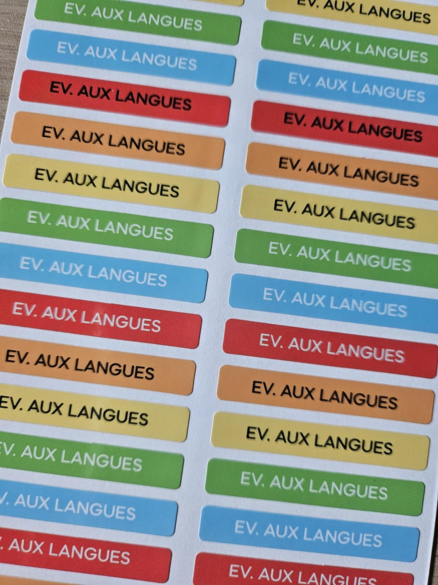 PACK COMPLETSTICKERS RECTANGULAIRES (510 stickers) 17 planches de 30 stickers