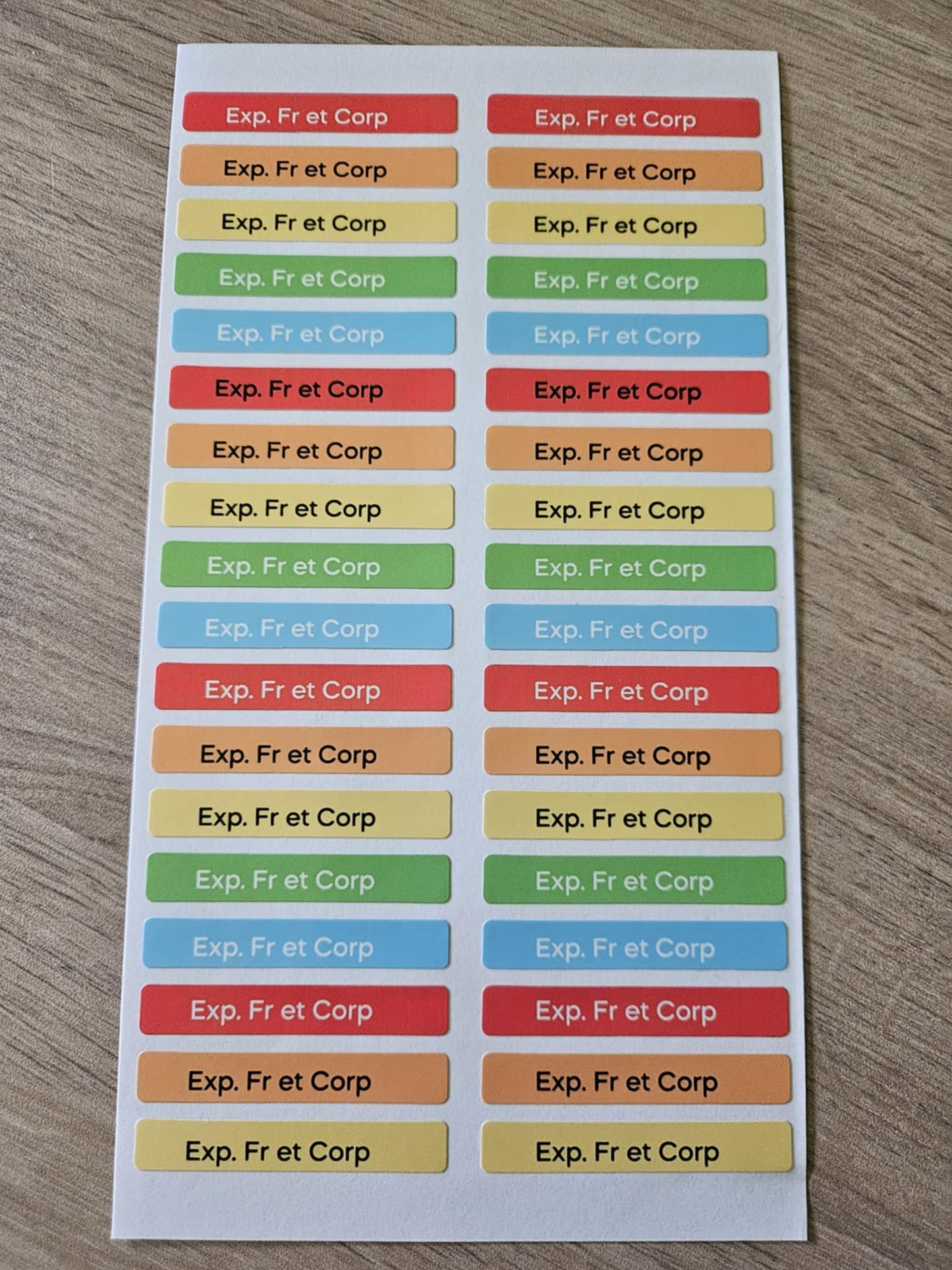 PACK COMPLETSTICKERS RECTANGULAIRES (510 stickers) 17 planches de 30 stickers