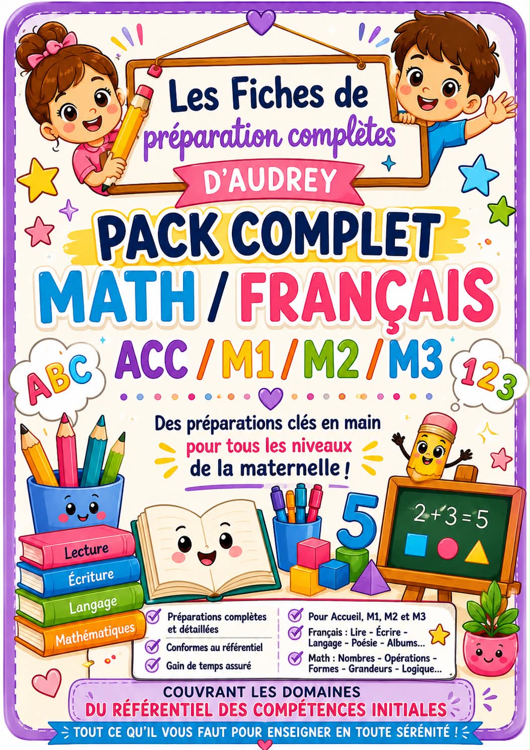 Pack Complet Math/Français Préparations de leçon complètes PDF Acc/M1/M2/M3!