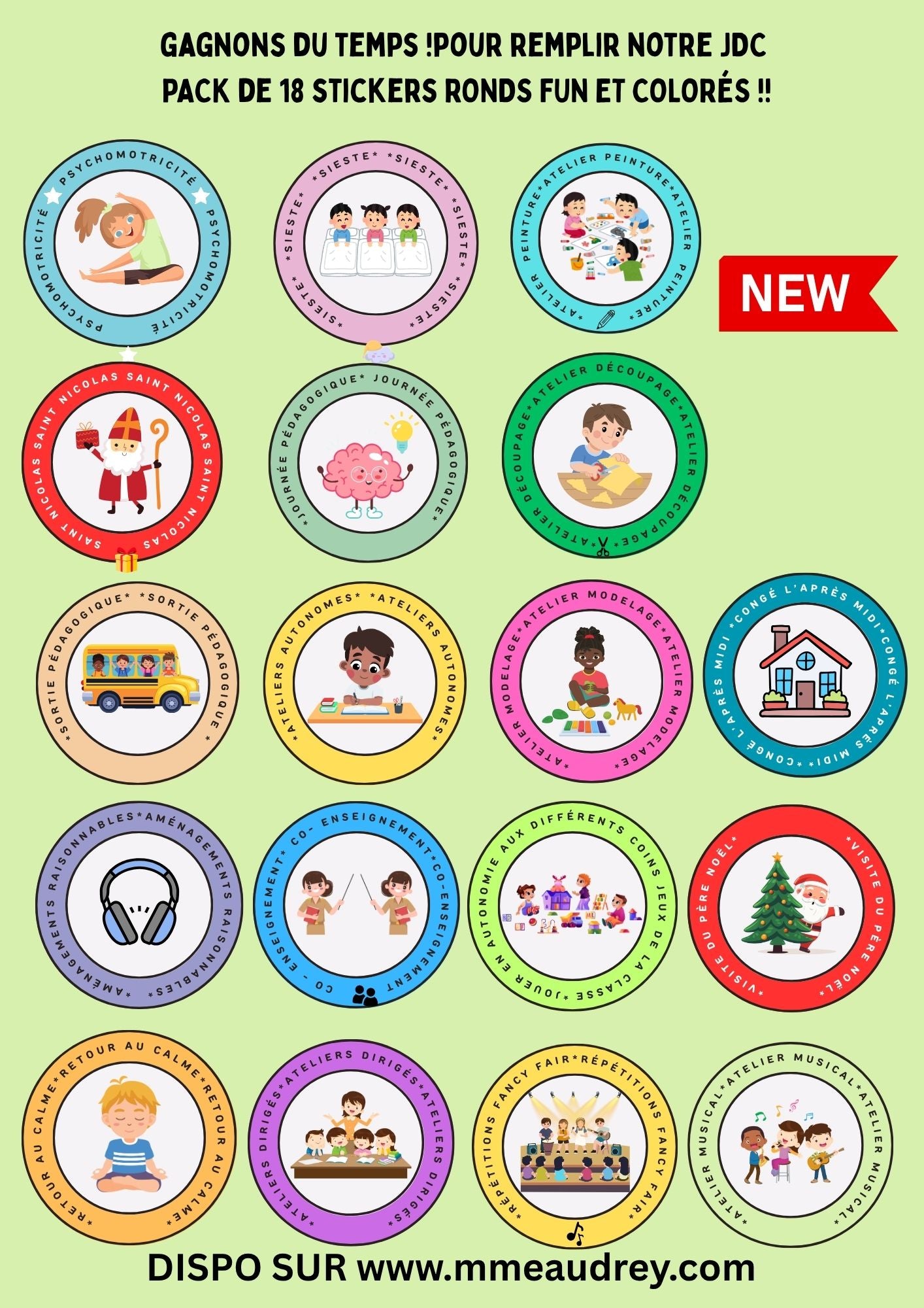 PACK COMPLET STICKERS POUR JDC (18 planches) + 2 gratuits