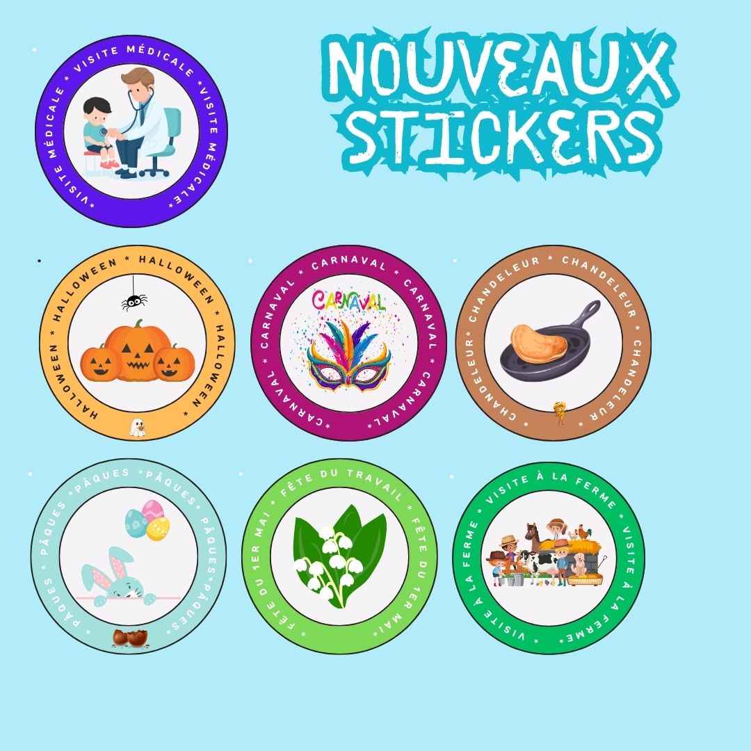 PACK NOUVEAUX STICKERS RONDS ( planche de 40 stickers)