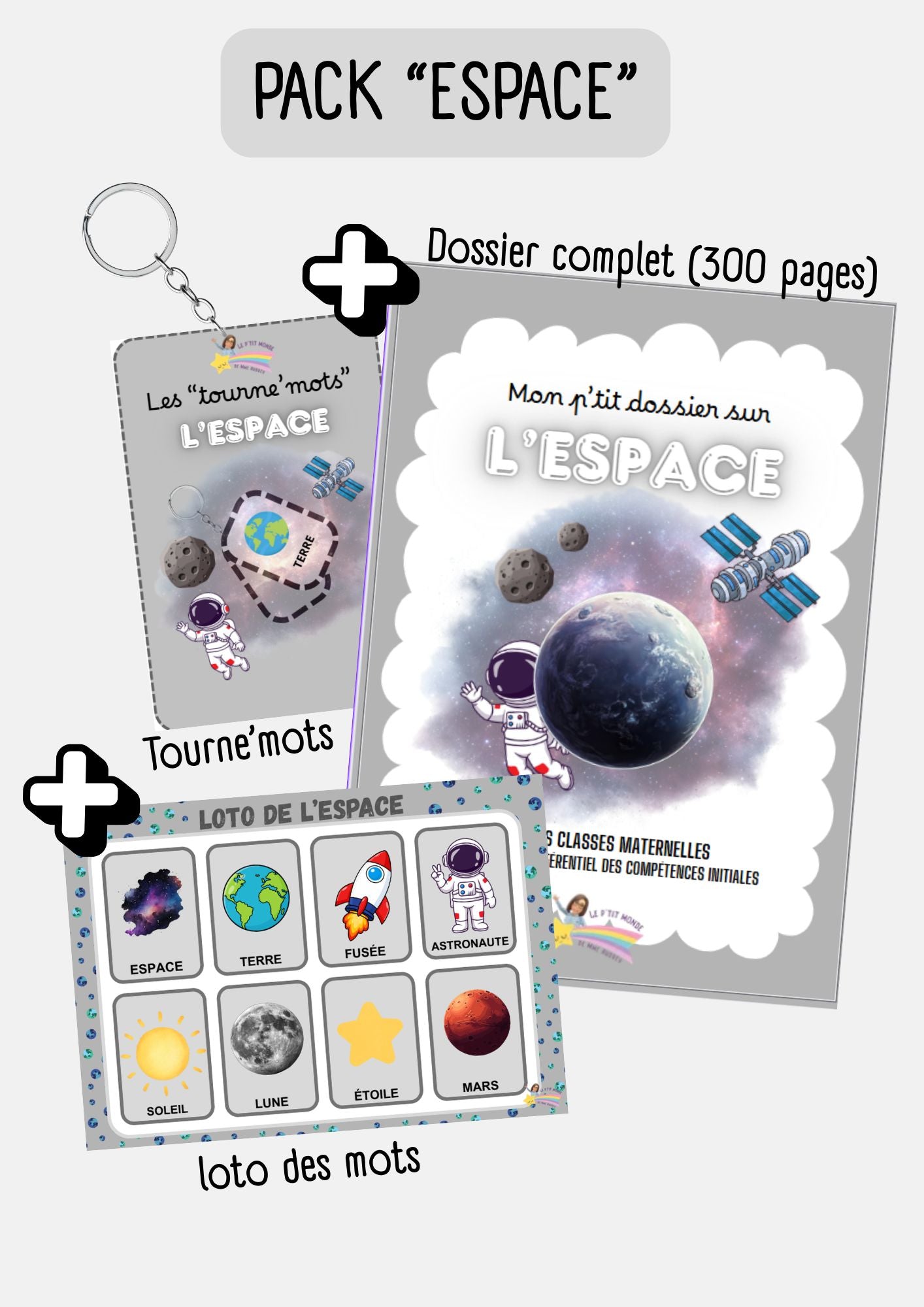 PACK " ESPACE" ( Dossier + loto + tourne'mots)