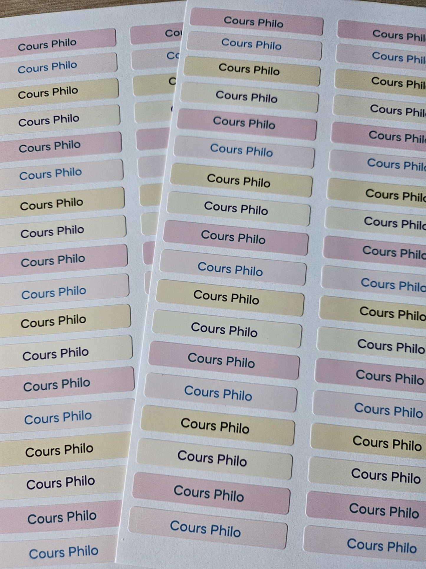 PACK COMPLETSTICKERS RECTANGULAIRES (510 stickers) 17 planches de 30 stickers