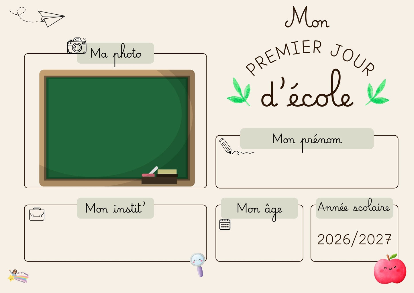 GRATUIT Mon premier jour d'école PDF