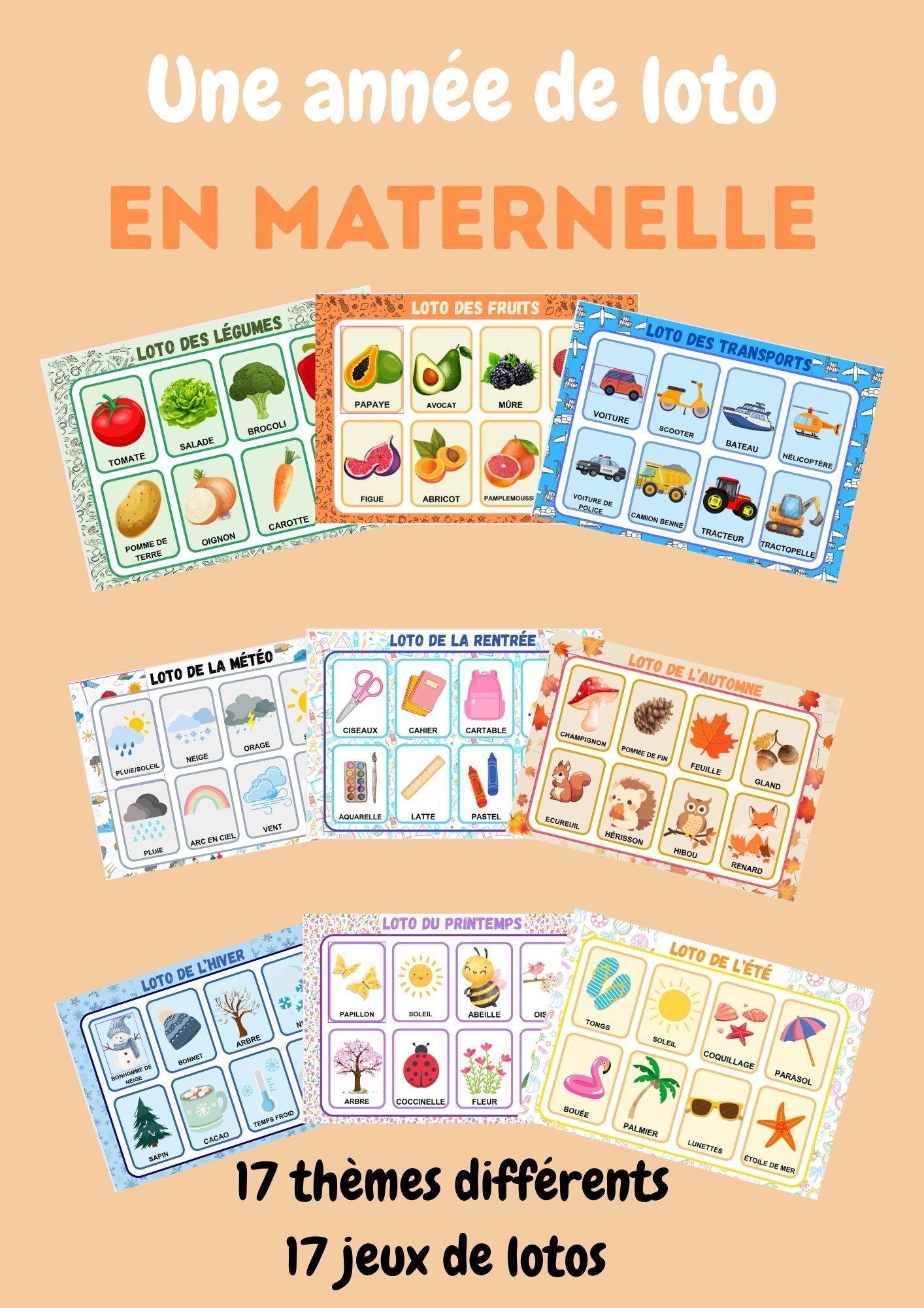 Une année de loto en maternelle ! pour travailler le VOCABULAIRE