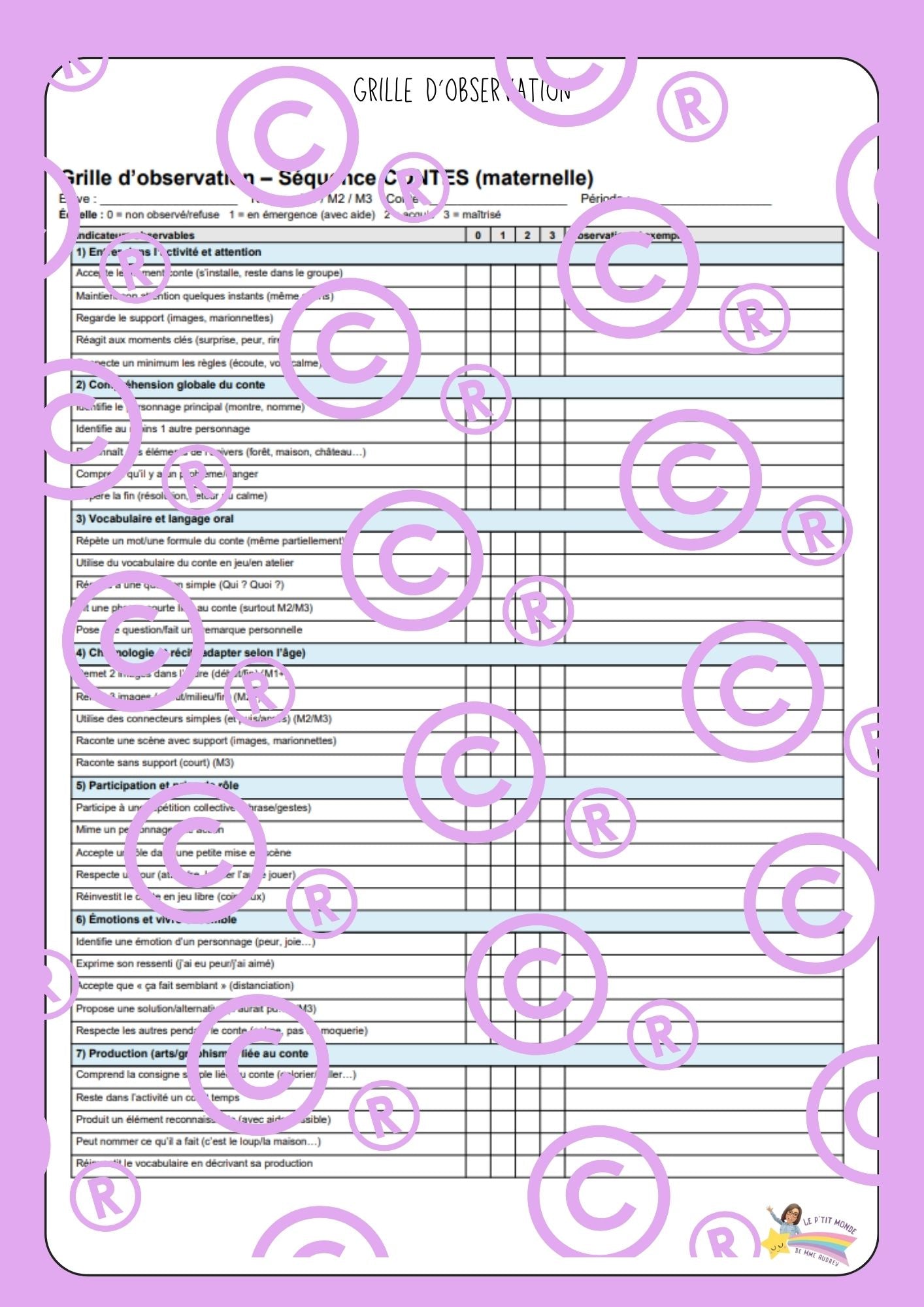Mon dossier sur les contes ( maternelles / P1/P2)