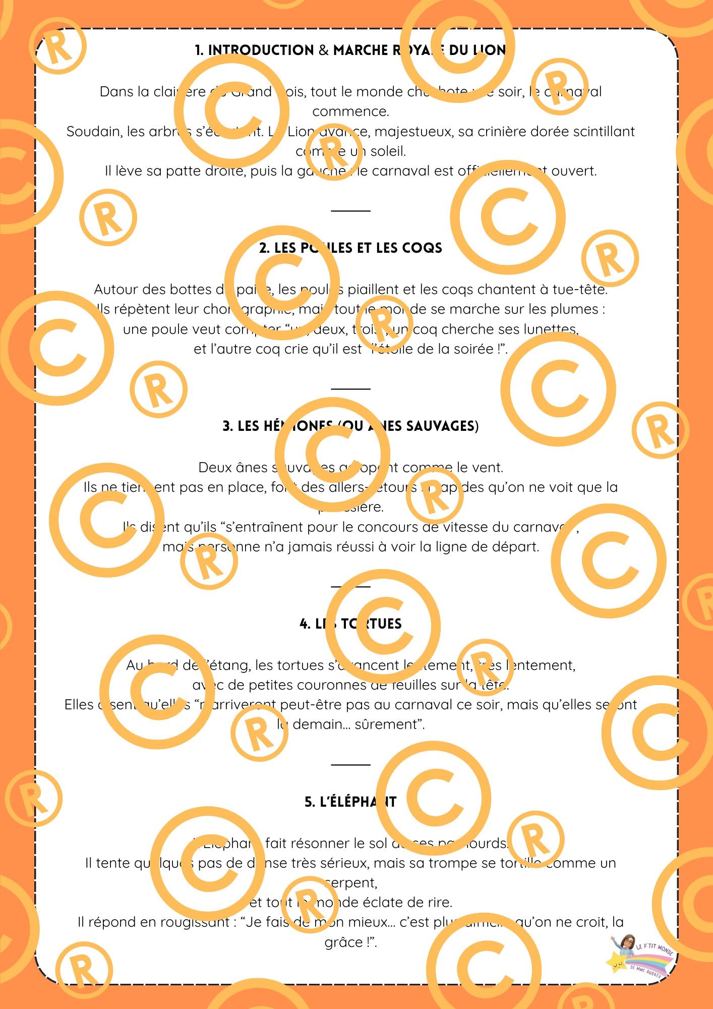 Mon dossier : Le carnaval des animaux (exploitation musicale)