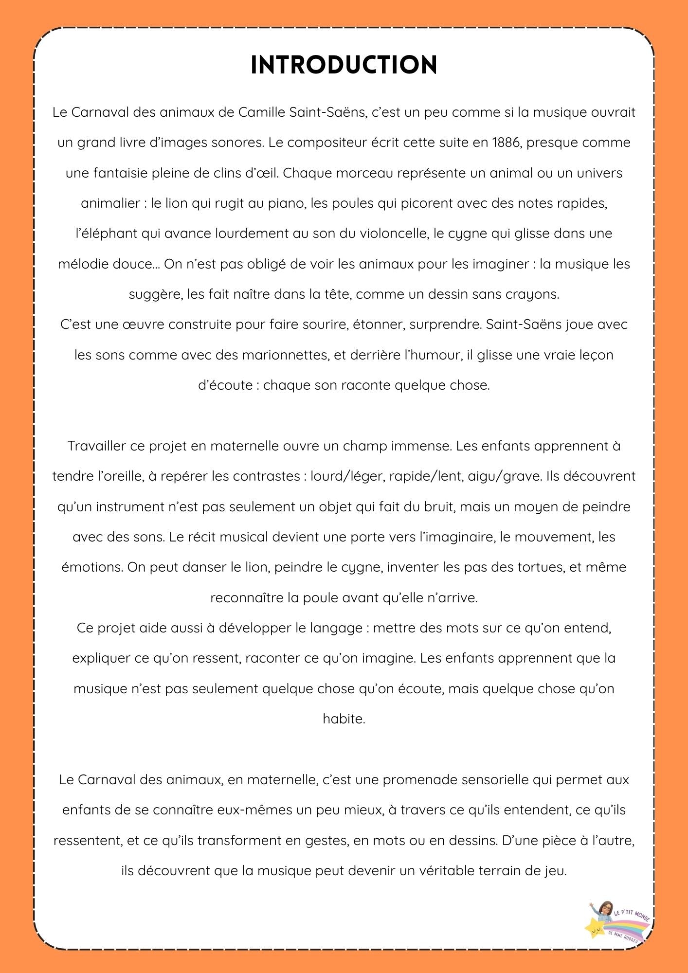 Mon dossier : Le carnaval des animaux (exploitation musicale)