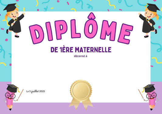 diplomes fin d'année maternelle Fille / garçon GRATUIT à télécharger