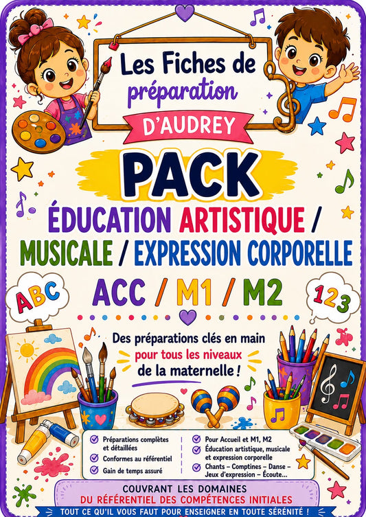 PACK Education artistique/musicale/corporelle de préparations de leçon complètes Acc/M1/M2 PDF