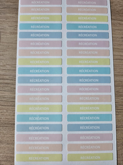 PACK COMPLETSTICKERS RECTANGULAIRES (510 stickers) 17 planches de 30 stickers