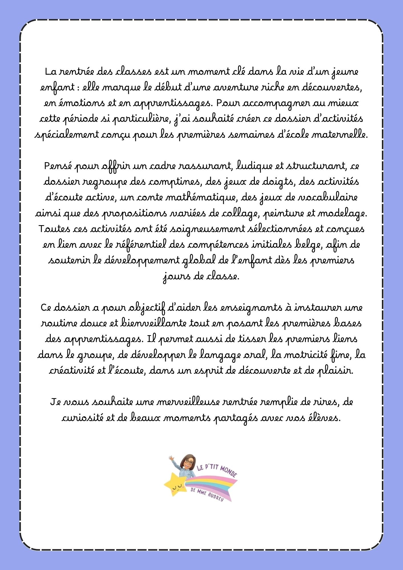 Mon dossier d'activités pour la RENTRÉE des classes PDF ( Maternelle)