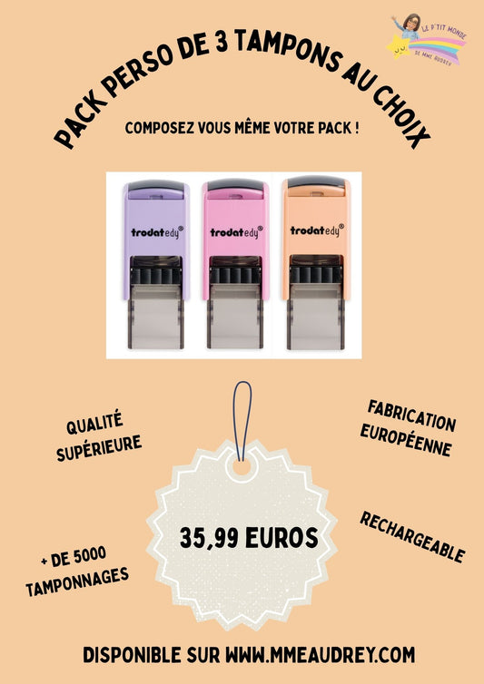 PACK PERSONALISABLE  " MES 3 TAMPONS " au choix( 3 pièces obligatoires)