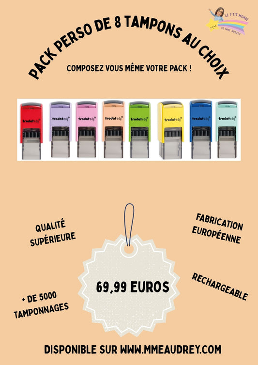 PACK PERSONALISABLE  " MES 8 TAMPONS " au choix ( 8 pièces obligatoires)