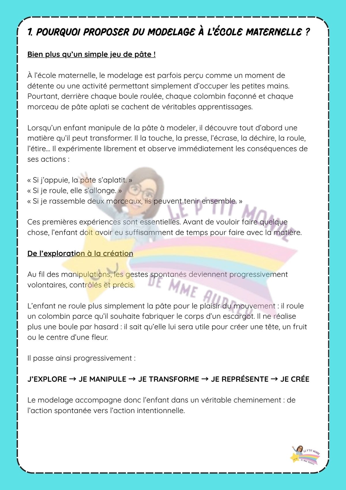 Le grand dossier du Modelage en maternelle pdf