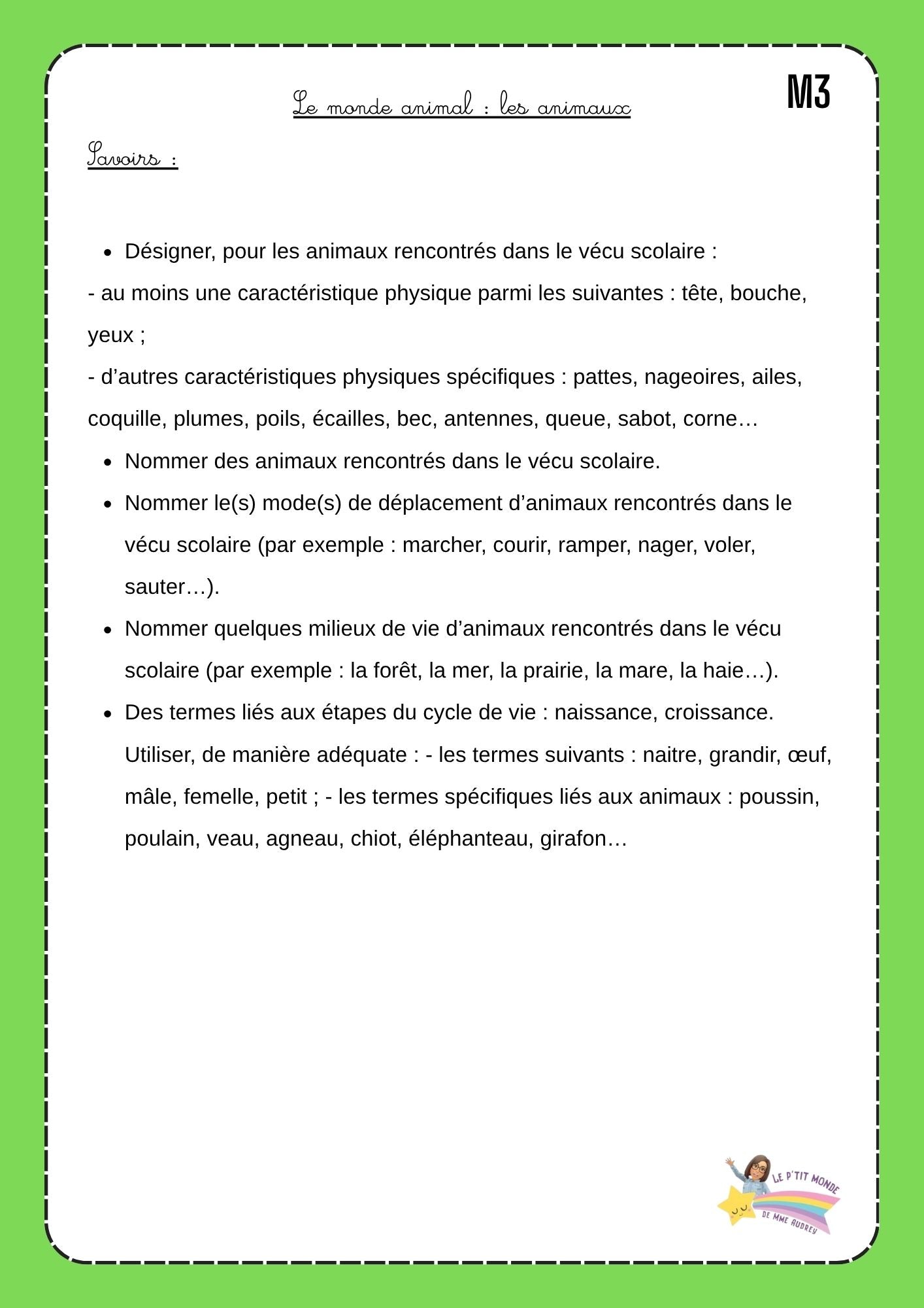 Dossier scientifique : Le monde animal (La classification)