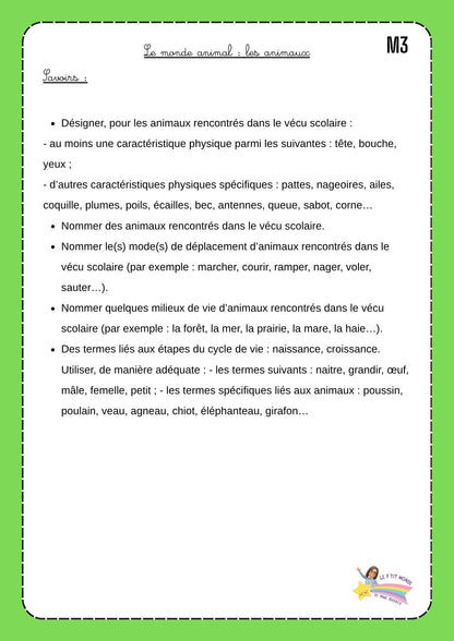 Dossier scientifique : Le monde animal (La classification)