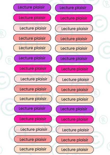 PACK NOUVEAUX STICKERS RECTANGULAIRES ( 8 planches de 30 stickers)