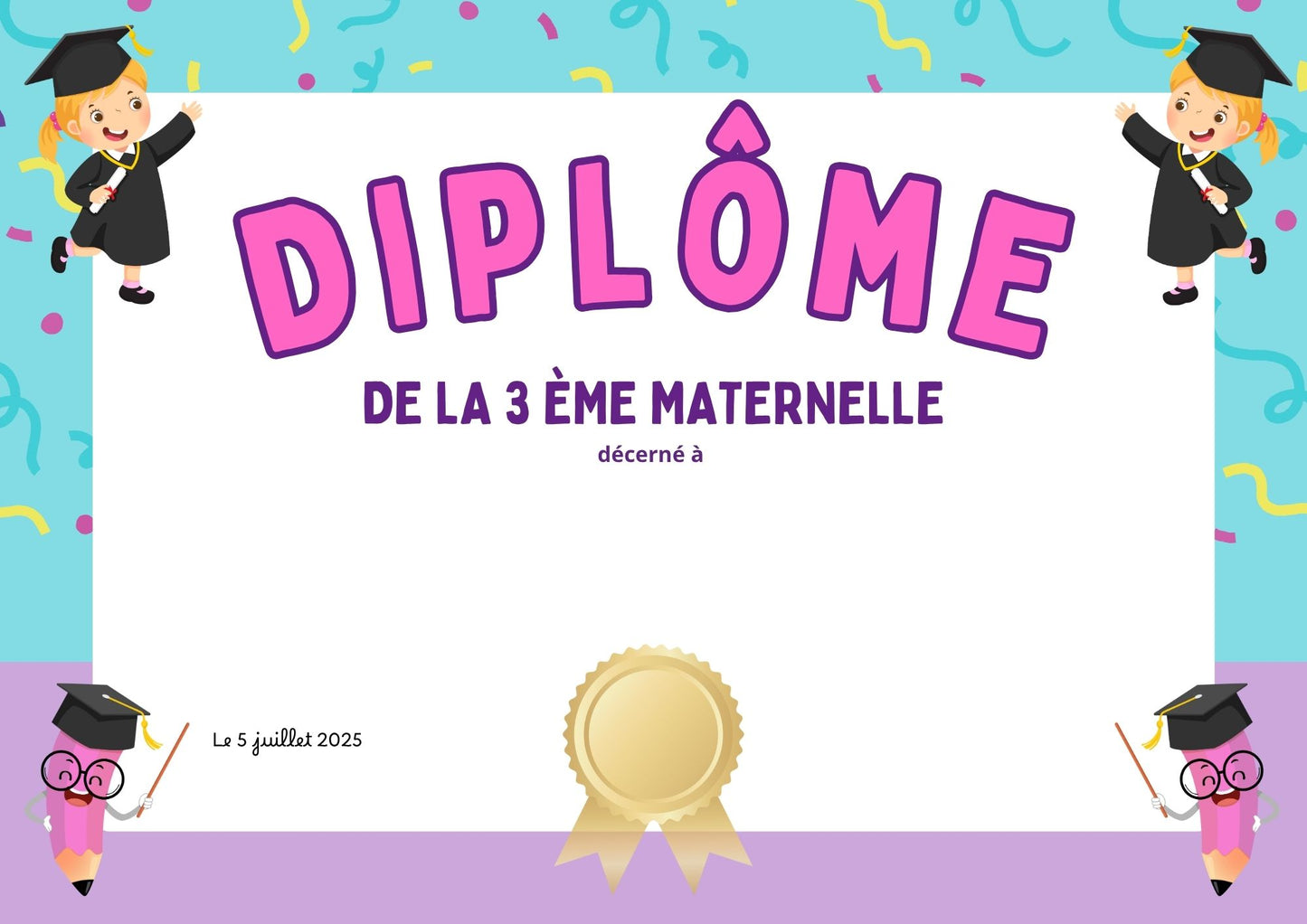 diplomes fin d'année maternelle Fille / garçon GRATUIT à télécharger