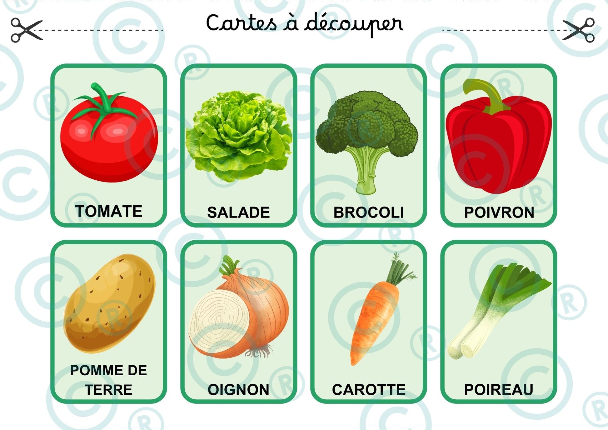 "Loto des légumes" avec mots de vocabulaire