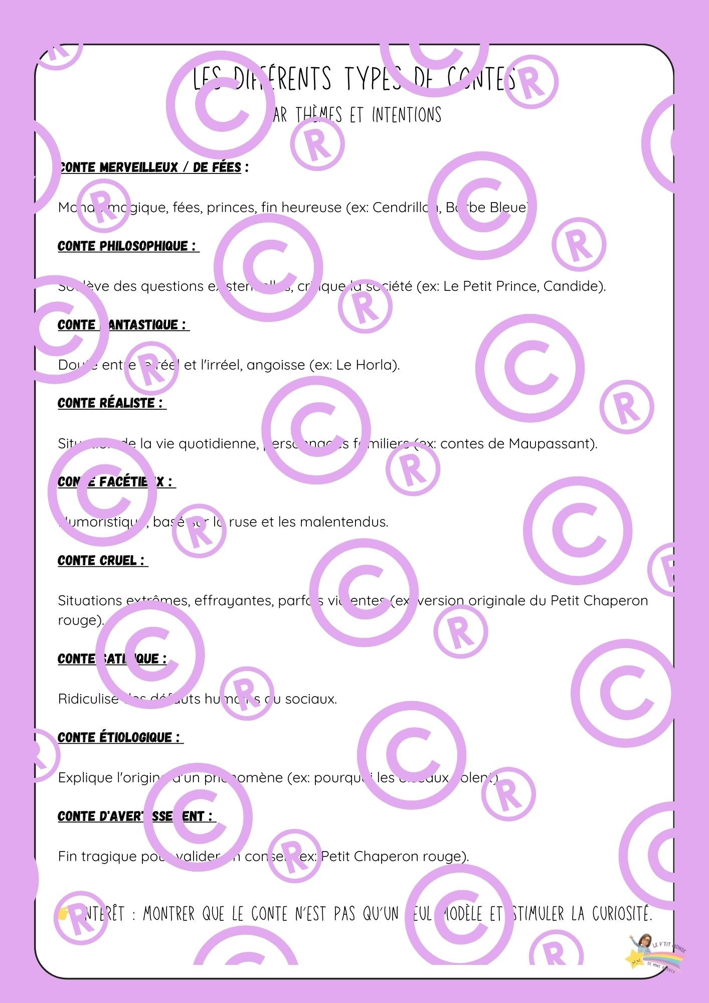 Mon dossier sur les contes ( maternelles / P1/P2)