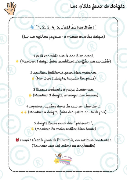 Mon dossier d'activités pour la RENTRÉE des classes PDF ( Maternelle)