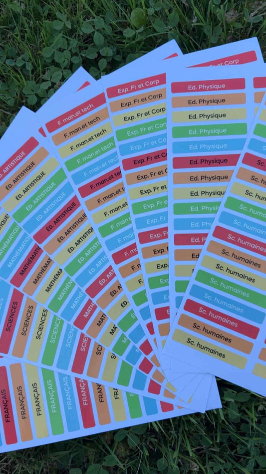 PACK COMPLETSTICKERS RECTANGULAIRES (510 stickers) 17 planches de 30 stickers