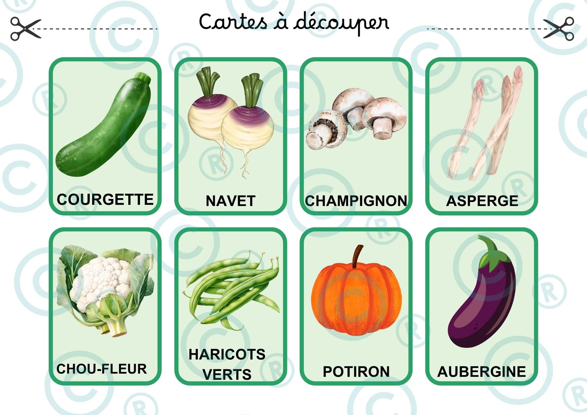 "Loto des légumes" avec mots de vocabulaire