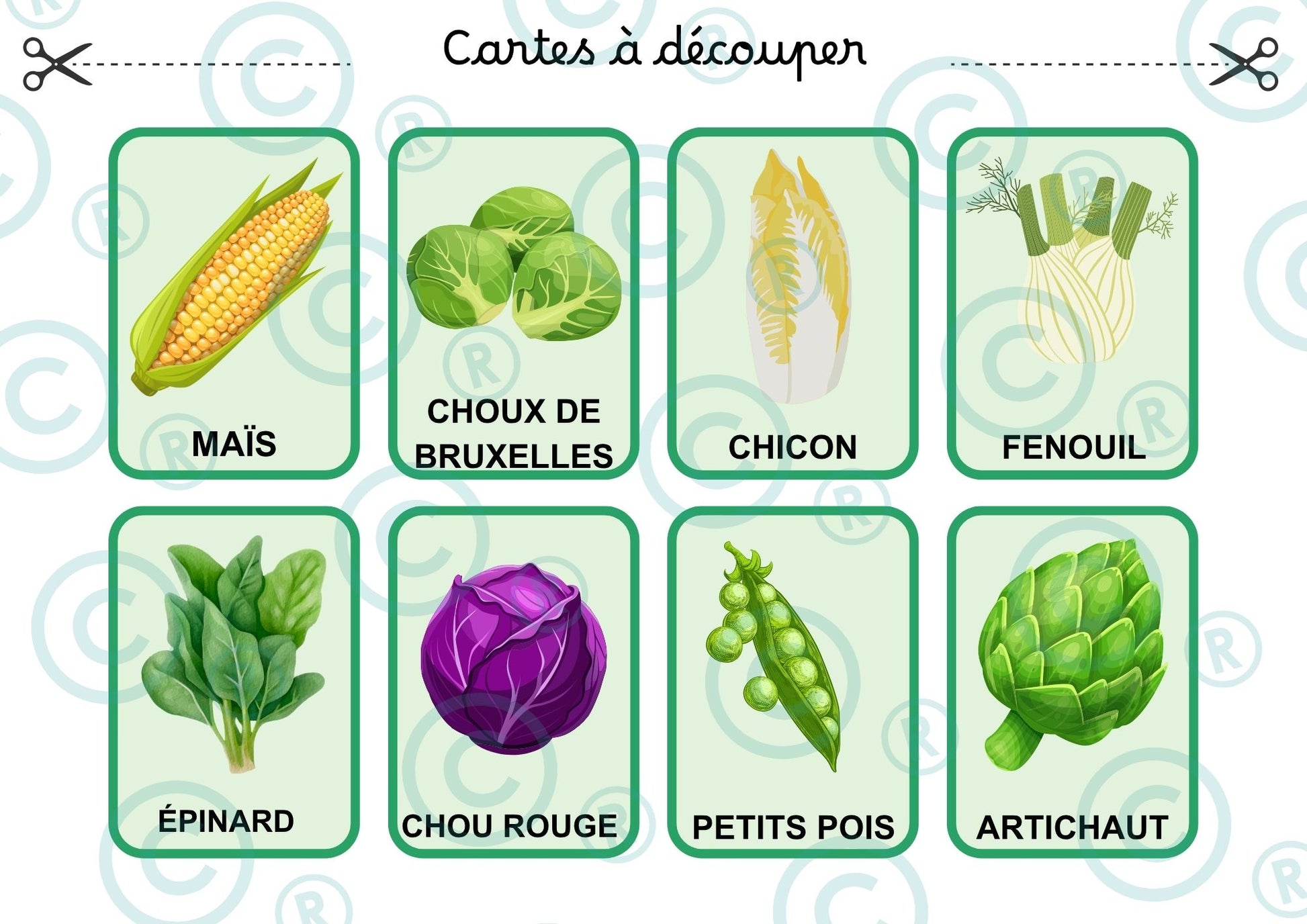 "Loto des légumes" avec mots de vocabulaire