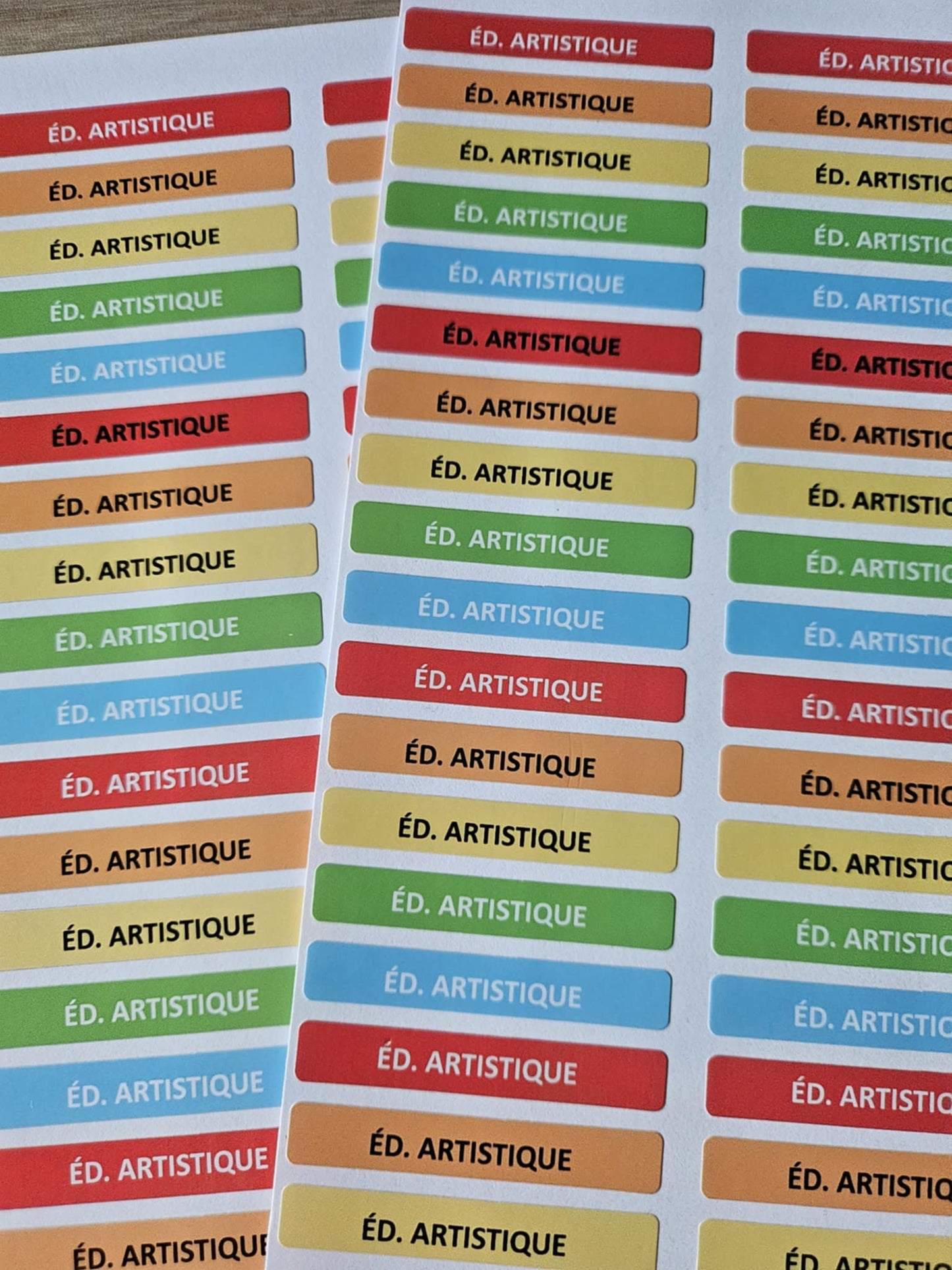 PACK COMPLETSTICKERS RECTANGULAIRES (510 stickers) 17 planches de 30 stickers