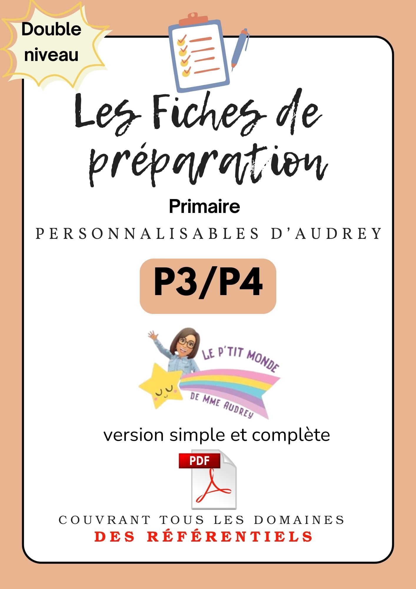 Prépas personnalisables : PRIMAIRES: PACK DUO: P3 / P4 : PDF (version simple + version complète)en lien avec les référentiels