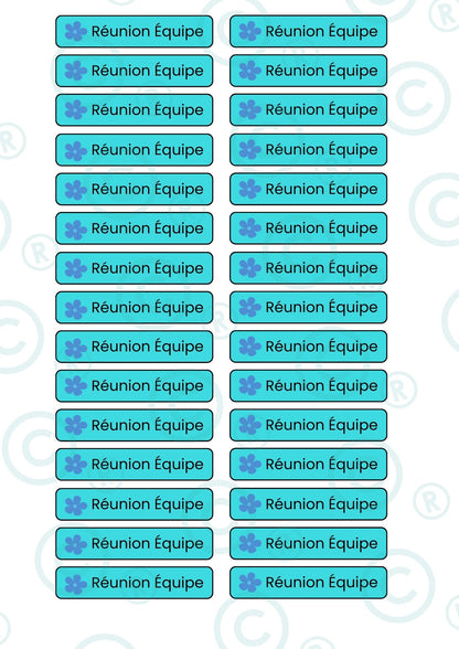 PACK NOUVEAUX STICKERS RECTANGULAIRES ( 8 planches de 30 stickers)