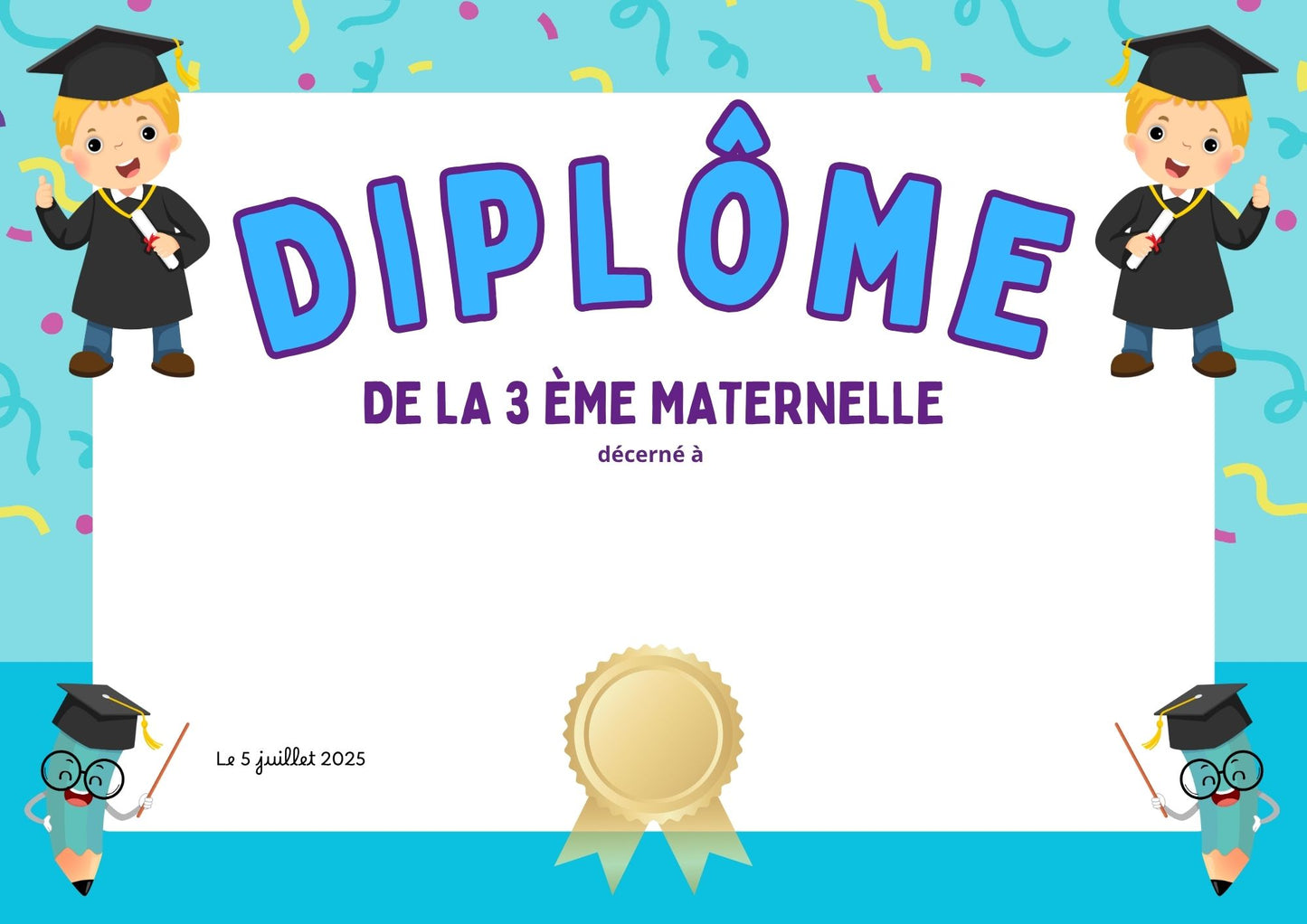 diplomes fin d'année maternelle Fille / garçon GRATUIT à télécharger