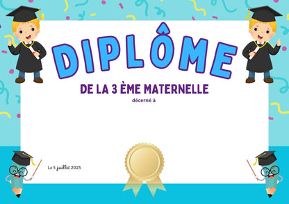 diplomes fin d'année maternelle Fille / garçon GRATUIT à télécharger