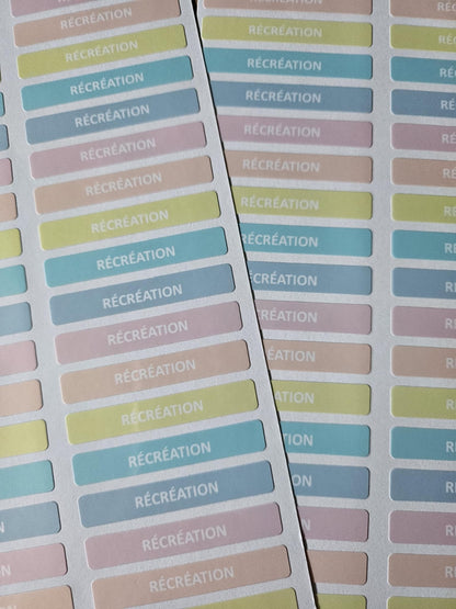 PACK COMPLETSTICKERS RECTANGULAIRES (510 stickers) 17 planches de 30 stickers