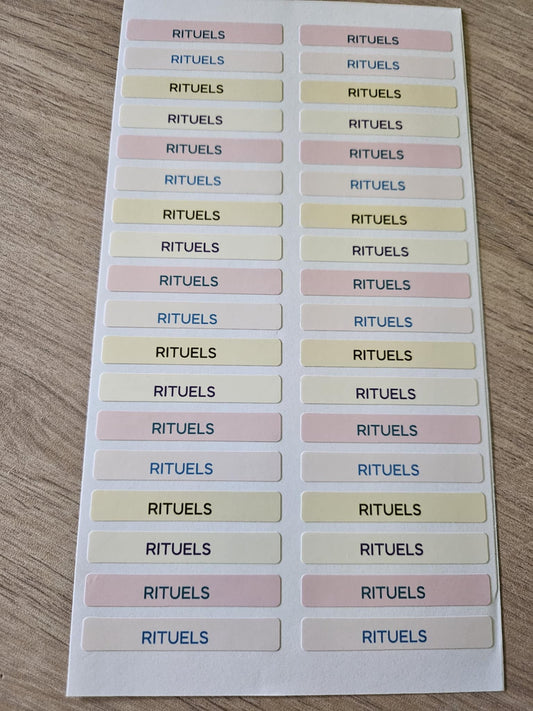 STICKERS RECTANGULAIRES: RITUELS ( planche de 30 stickers)