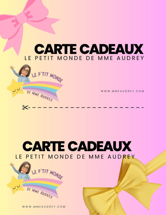 Carte cadeaux "Le petit monde de Mme Audrey"