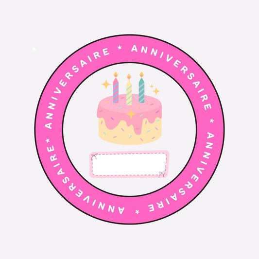 STICKERS ROND : Anniversaire ( planche de 40 stickers)