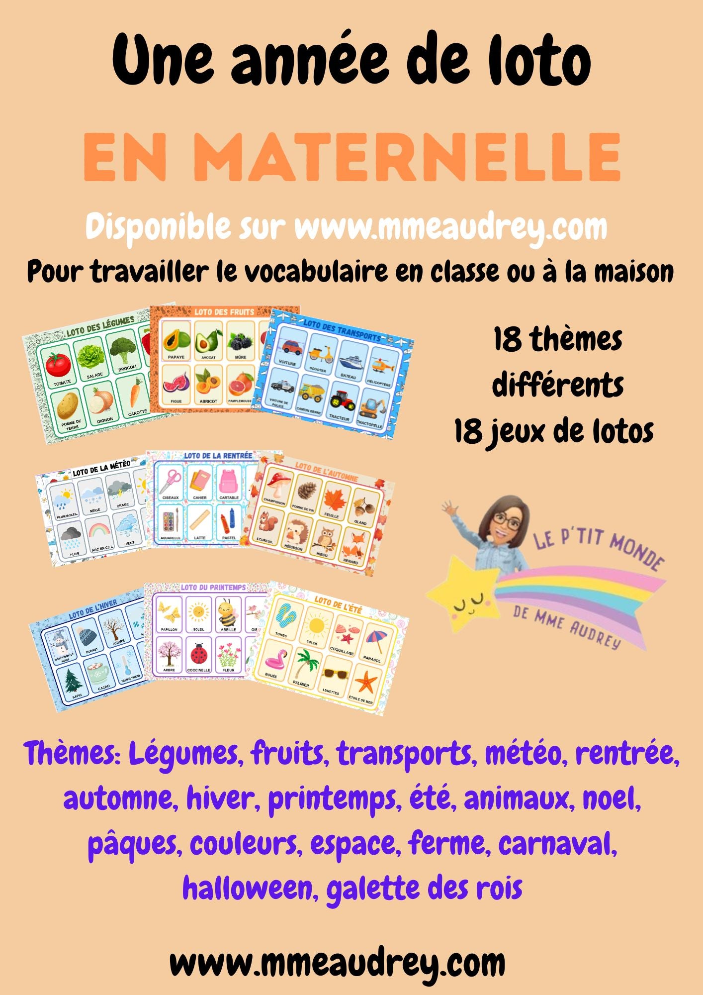 PDF PACK de 19 jeux de  Lotos PDF ( vocabulaire )