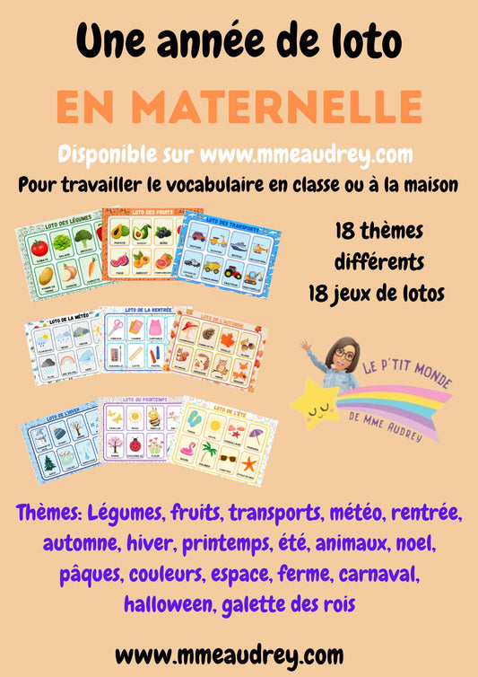PDF PACK de 19 jeux de  Lotos PDF ( vocabulaire )