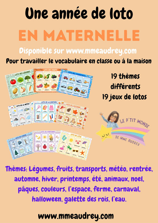 PDF PACK de 19 jeux de  Lotos PDF ( vocabulaire )