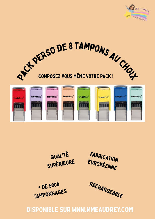 PACK PERSONALISABLE  " MES 8 TAMPONS " au choix ( 8 pièces obligatoires)