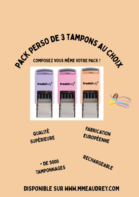 PACK PERSONALISABLE  " MES 3 TAMPONS " au choix( 3 pièces obligatoires)