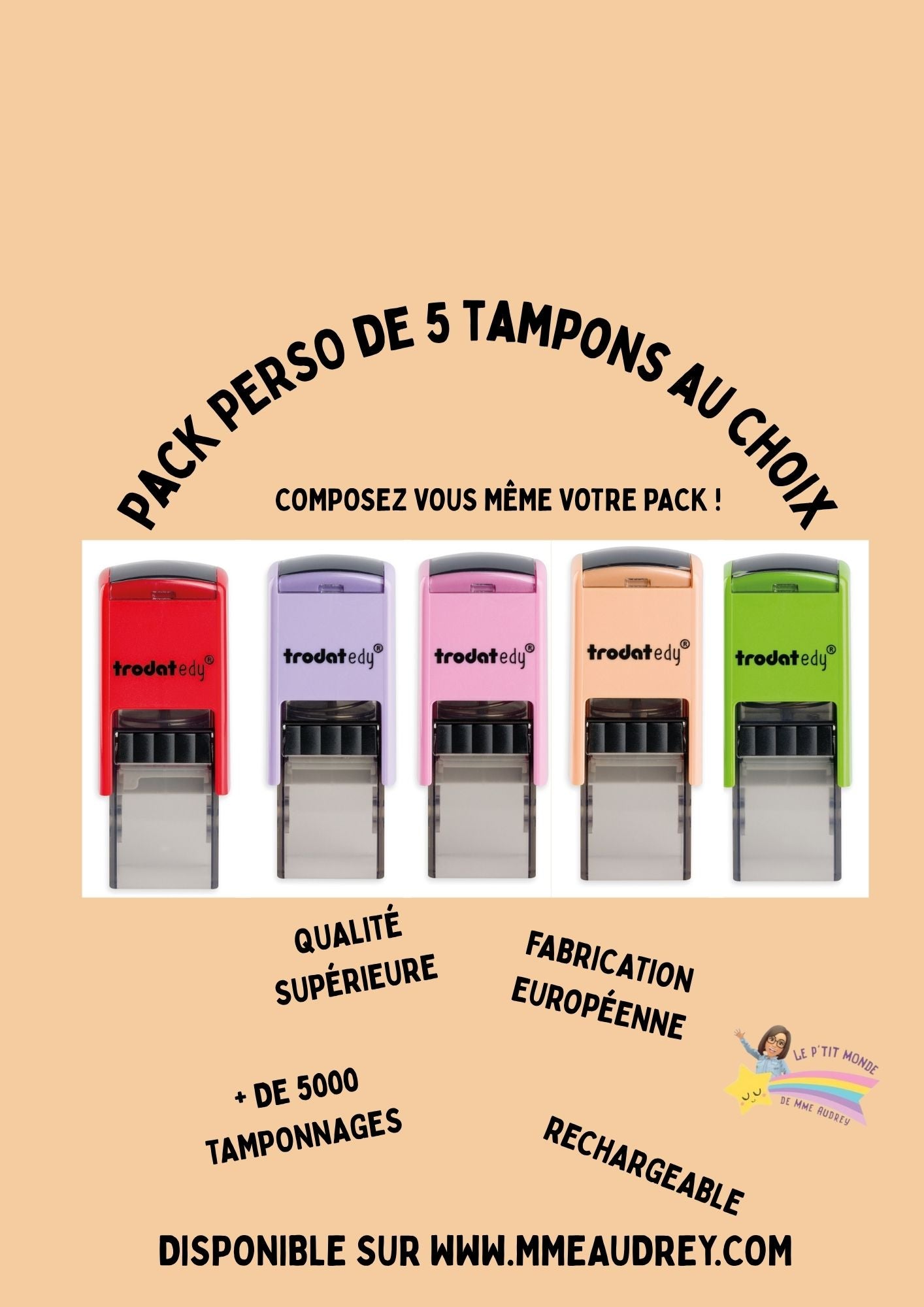 PACK PERSONALISABLE  " MES 5 TAMPONS " au choix (5 pièces obligatoires)