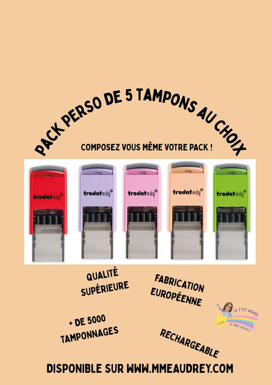PACK PERSONALISABLE  " MES 5 TAMPONS " au choix (5 pièces obligatoires)