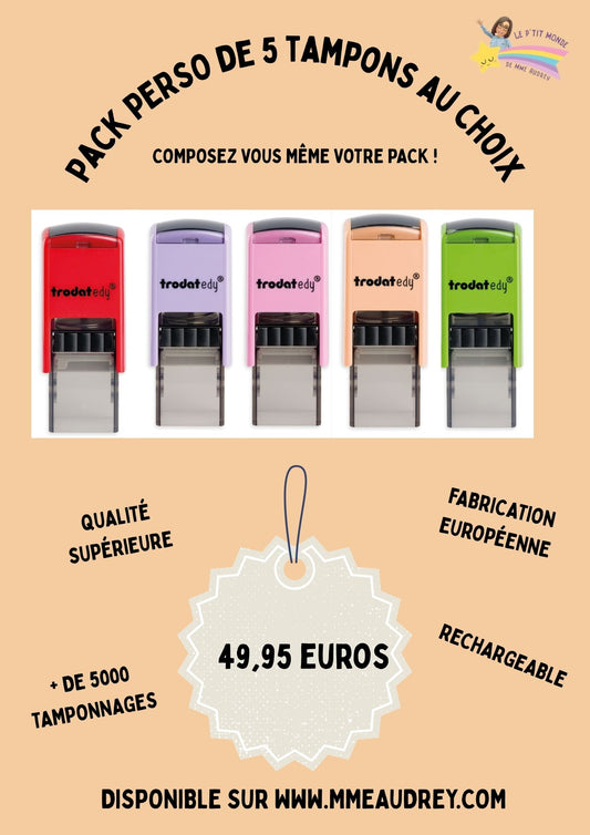 PACK PERSONALISABLE  " MES 5 TAMPONS " au choix (5 pièces obligatoires)