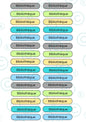 STICKERS RECTANGULAIRES JDC : Bibliothèque ( Planche de 30 stickerss)