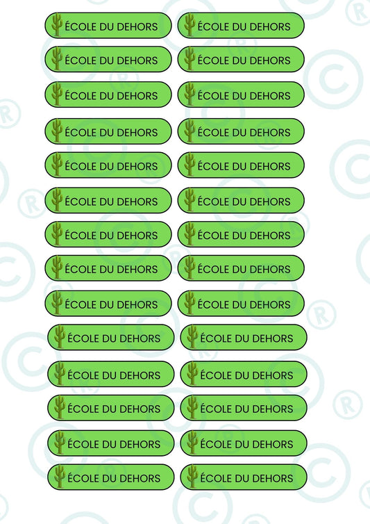 STICKERS RECTANGULAIRES: "Ecole du dehors" (planche de 30 stickers)